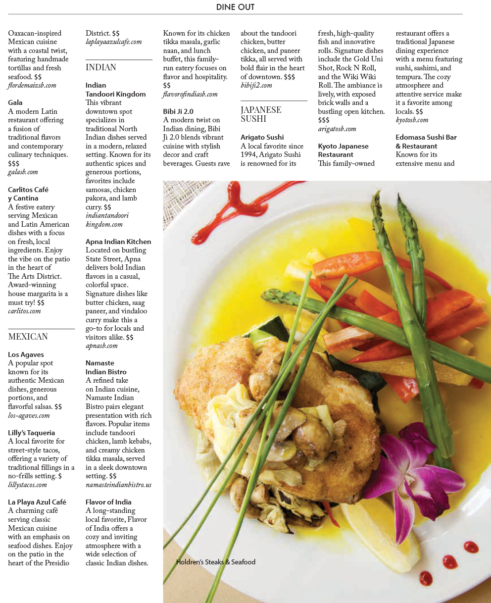 Food + Home Dining Guide Santa Barbara Summer 2025